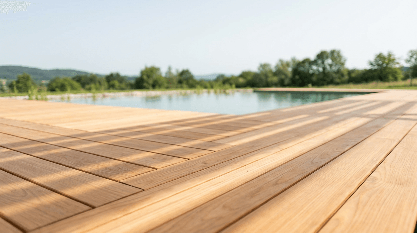 Custom cedar deck with integrated planters and a built-in bench